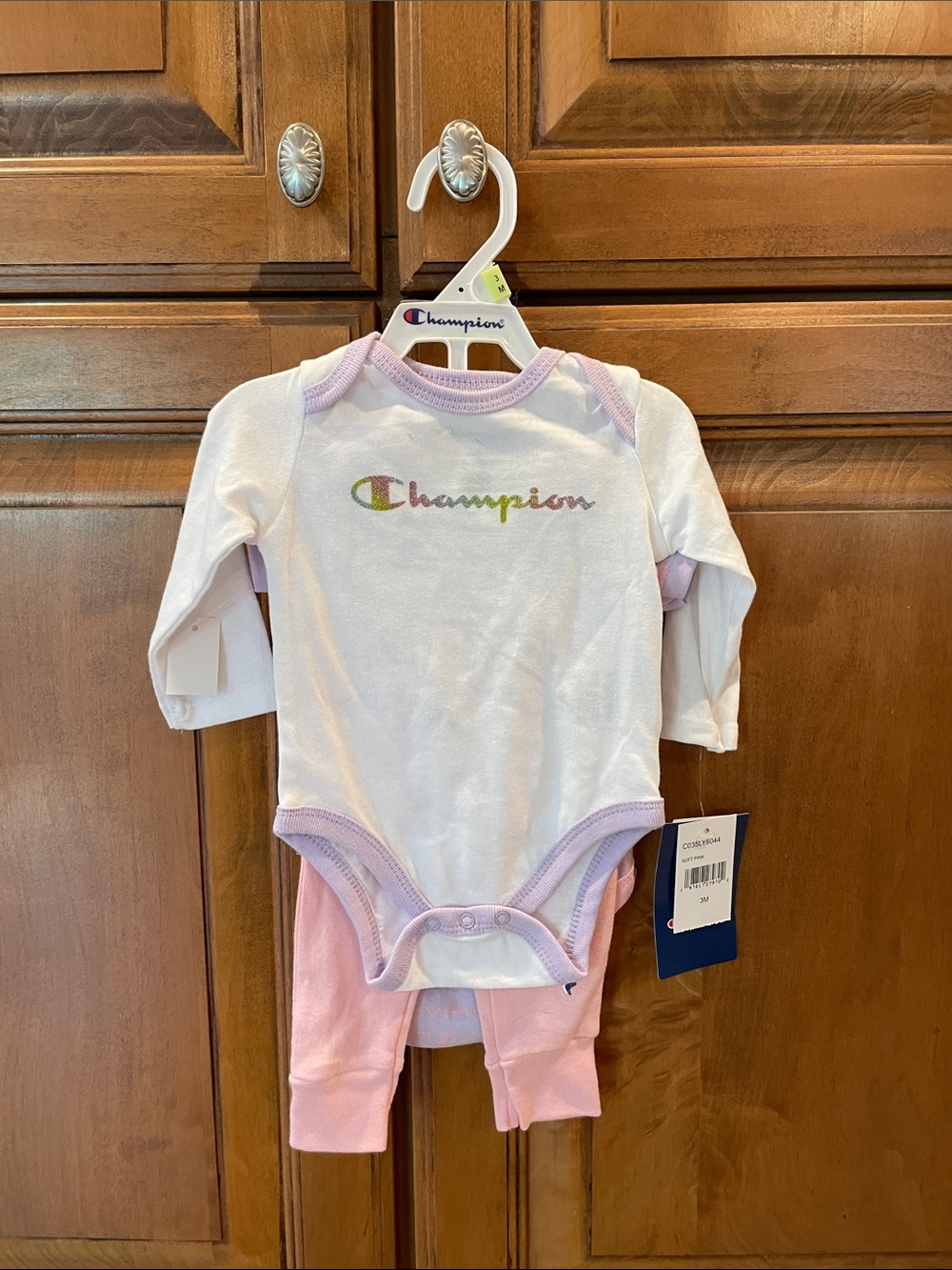 Champion White & Pink Baby 3 Piece Set